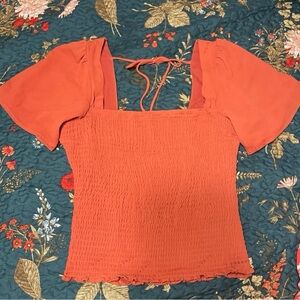 Women's Orange Smocked Top